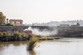 View of a brickmaker working on a riverbank in Madagascar Royalty Free Stock Photo