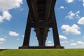 View of a bridge above a green park in Louisiana