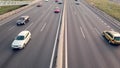 View from a bridge of cars driving on a highway