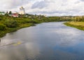 View from the bridge of the city Yelets and the river Bystraya S