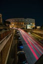 View from bridge colosseum at night Rome Italy Royalty Free Stock Photo