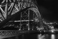 View of the bridge dom luis at night in porto city of portugal Royalty Free Stock Photo