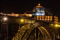 View of the bridge dom luis at night in porto Royalty Free Stock Photo