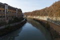 View from the bridge of Fabricius in Rome Royalty Free Stock Photo