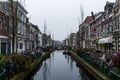 CANAL, Gouda, Netherlands - December 3, 2017: View of a bridge i