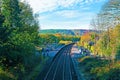 View from the bridge of Grindleford train station, East Midlands.