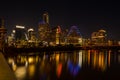 View from the bridge at illuminated Autstin, TX, downtown