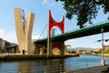 View of bridge of La Salve over the nervion river at Bilbao Royalty Free Stock Photo