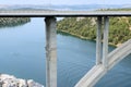 Bridge over the sea near Skradin and the national park Krka in Croatia Royalty Free Stock Photo