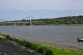 View at bridge and other side of river Danube, Novi Sad, Serbia Royalty Free Stock Photo