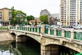 View of bridge over Dambovita river in dowtown Bucharest, Romania, 2020 Royalty Free Stock Photo