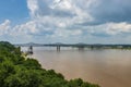 View of the bridge over the Mississippi River near the city of Natchez, Mississippi, USA; Royalty Free Stock Photo