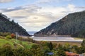 View from the bridge over the river to the gorge and the Cantabrian Sea in San Vicente de la Barquera, Spain Royalty Free Stock Photo