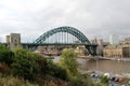 View at the bridge over the river tyne under a cloudy sky in newcastle north east england united kingdom