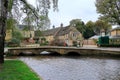 The bridge over the river Windrush near the motor Museum at Bourton on the water