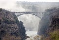 View of the bridge over the Zambezi River after Victoria Falls on the border of Zimbabwe and Zambia Royalty Free Stock Photo