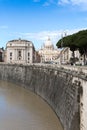 View from the bridge Pons Aelius to St. Peter`s Cathedral, Rome Royalty Free Stock Photo