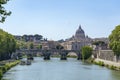 View from the bridge Ponte Umberto I over the river Tiber with in the background the Vatican City in Rome, Italy Royalty Free Stock Photo