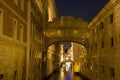 View of the Bridge of Sighs on the night. Venice, Italy Royalty Free Stock Photo