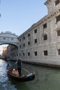 View of the Bridge of Sighs or Ponte dei Sospiri with gondola. Royalty Free Stock Photo