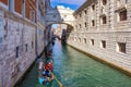 View of the Bridge of Sighs Ponte dei Sospiri and the Rio de Palazzo o de Canonica Canal from the Riva degli Schiavoni in Venice Royalty Free Stock Photo