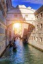 View of the Bridge of Sighs Ponte dei Sospiri and the Rio de Palazzo o de Canonica Canal from the Riva degli Schiavoni in Venice Royalty Free Stock Photo