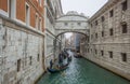 View of the Bridge of Sighs Ponte dei Sospiri with the typical gondolas in Venice, Venezia, Italy. Royalty Free Stock Photo