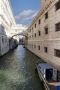 View of Bridge of Sighs from stone bridge Ponte della Paglia, Venice, Italy