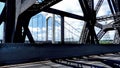 View of a bridge structure from the inside of another bridge