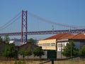 View bridge 25th of april from the old industrial zone in Lisbon