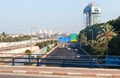 View from the bridge to one of the main roads of the country - Ayalon highway in Tel Aviv, Israel Royalty Free Stock Photo