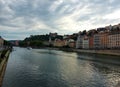 View from the bridge on Vieux Lyon and Presquile Royalty Free Stock Photo