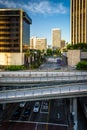 View of bridges over Flower Street, in downtown Los Angeles, Cal