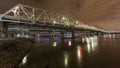 View on bridges over the Ohio river in Louisville at night Royalty Free Stock Photo