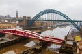 View of bridges over river Tyne at Newcastle Quayside on a cloud