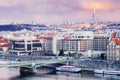 View of bridges on the Vltava river and the historical center