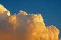 GOLDEN GLOW ON LARGE WHITE CLOUD IN THE SETTING SUN Royalty Free Stock Photo