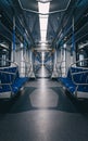 Interior of a metro train car in Moscow without people Royalty Free Stock Photo