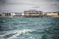 View of Brighton West pier and seafront from out at sea