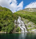 Bringefossen waterfall on Geiranger fjord