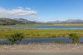 View Porthmadog Wales from pedestrian path next to the railway track