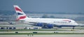 View of British Airways Airbus A380 plane in Chicago O'Hare International Airport (ORD) Royalty Free Stock Photo