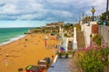 View of Broadstairs sandy beach Viking Bay Kent UK