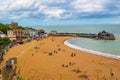 View of Broadstairs sandy beach Viking Bay Kent UK