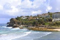 View of Bronte Beach coastline in Australia on a cloudy day Royalty Free Stock Photo