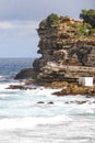 View of Bronte Beach coastline on a cloudy day, Australia Royalty Free Stock Photo