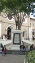 View of the bronze sculpture of Manuel Carrion Pinzano in the Plaza of Santo Domingo