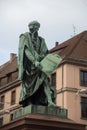 bronze Statue of Gutenberg in Strasbourg - France Royalty Free Stock Photo