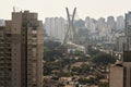View of the Brooklin neighborhood in Sao Paulo with the cable-stayed bridge in the background Royalty Free Stock Photo
