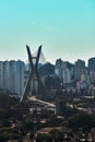 View of the Brooklin neighborhood in Sao Paulo with the cable-stayed bridge in the background Royalty Free Stock Photo